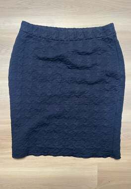 Ann Taylor Factory Petite Navy Textured Geometric Pattern Pencil Skirt